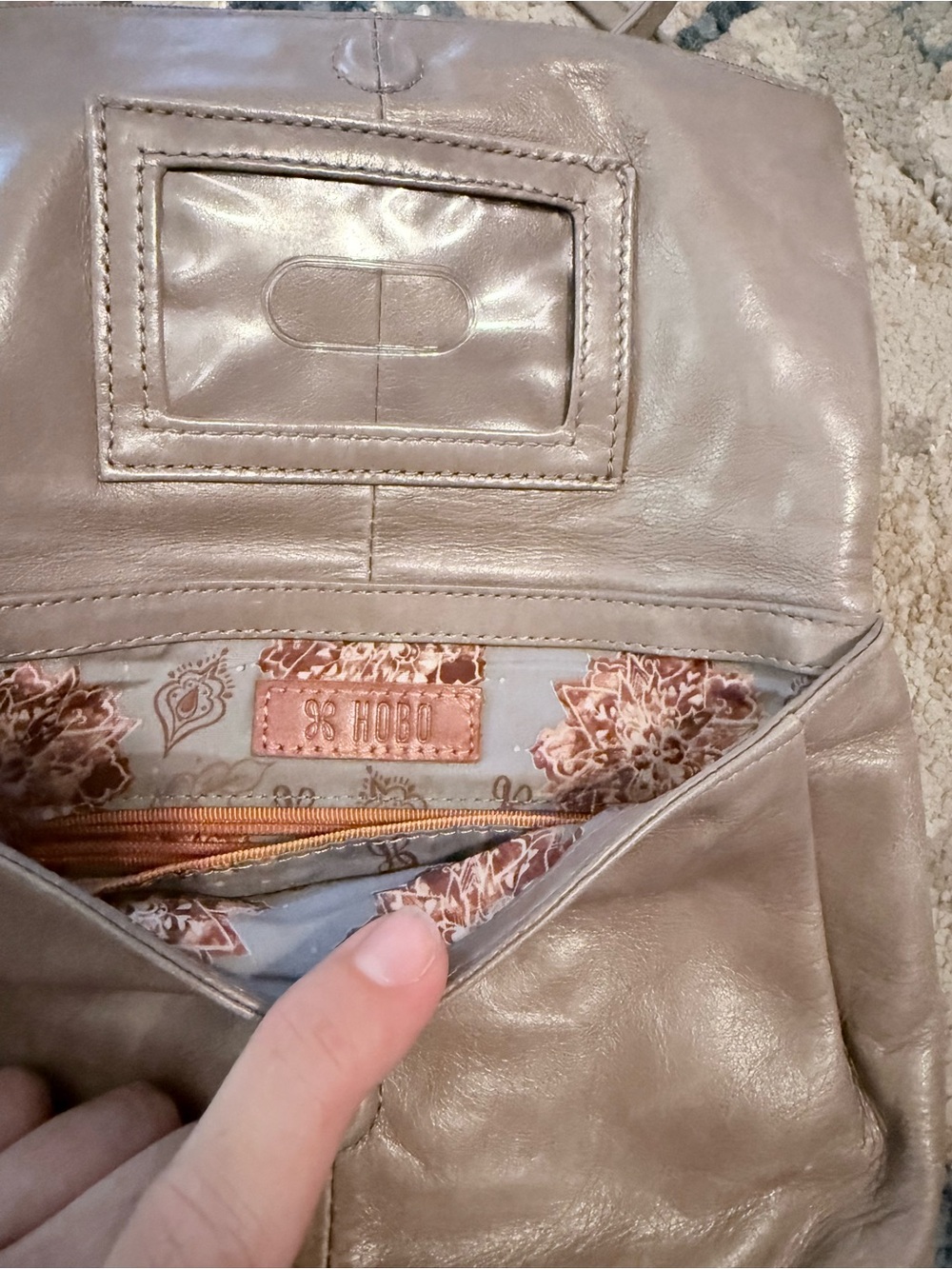 HOBO Taupe Leather Crossbody Bag - Picture 4 of 5